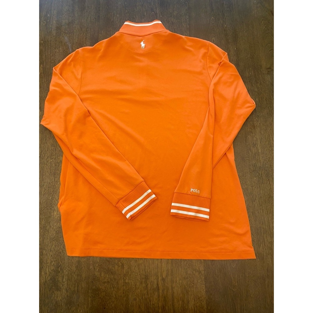 Polo Golf Ralph Lauren Womens Pebble Beach Orange Quarter Zip Sweater Large - Picture 2 of 4